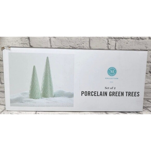 Martha Stewart Collection Birds & Berries Porcelain Green Trees, Set of 2 - Picture 3 of 3